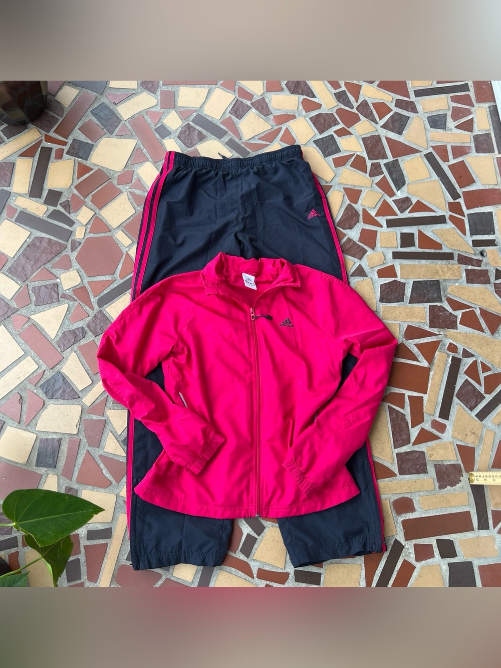 Y2K Style Adidas Hot Pink Jacket with Black Track Pants